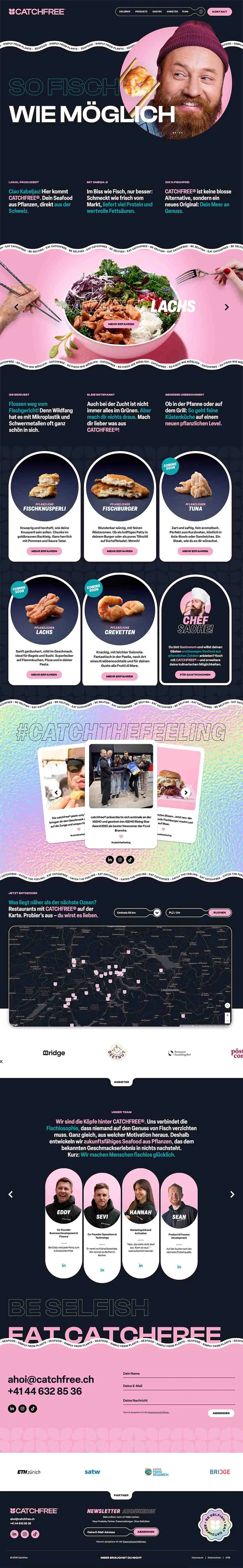 Webdesign-Referenz Catchfree: Screenshot der Website (Food · Plant-based Seafood)