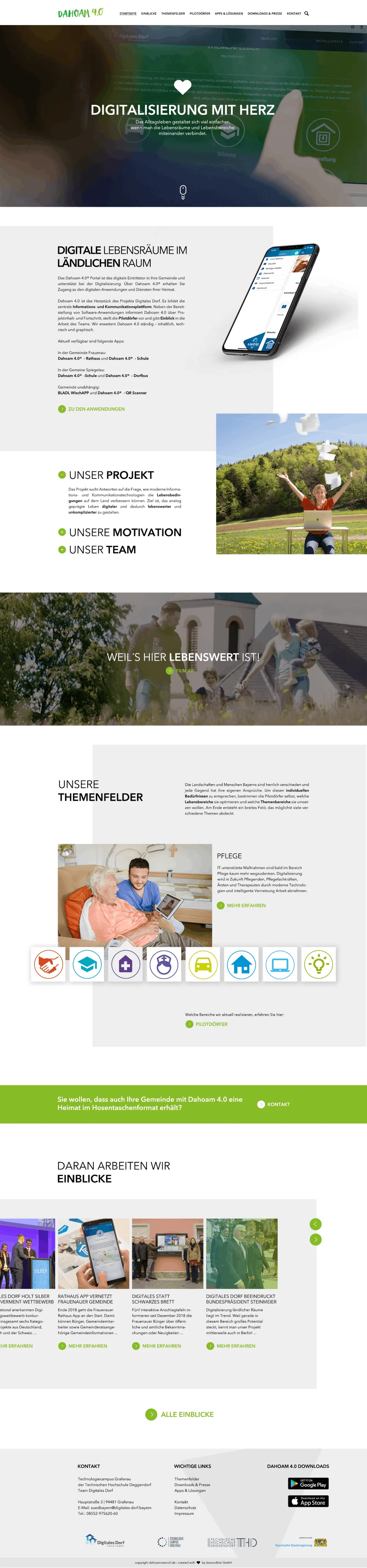 Webdesign-Referenz Dahoam 4.0: Screenshot der Website (Digitalisierung · Kommunalportal)